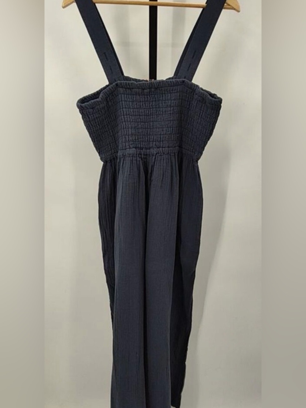 NWT Quince Organic Cotton Gauze Smocked Wide Leg Jumpsuit, size L - Picture 7 of 7